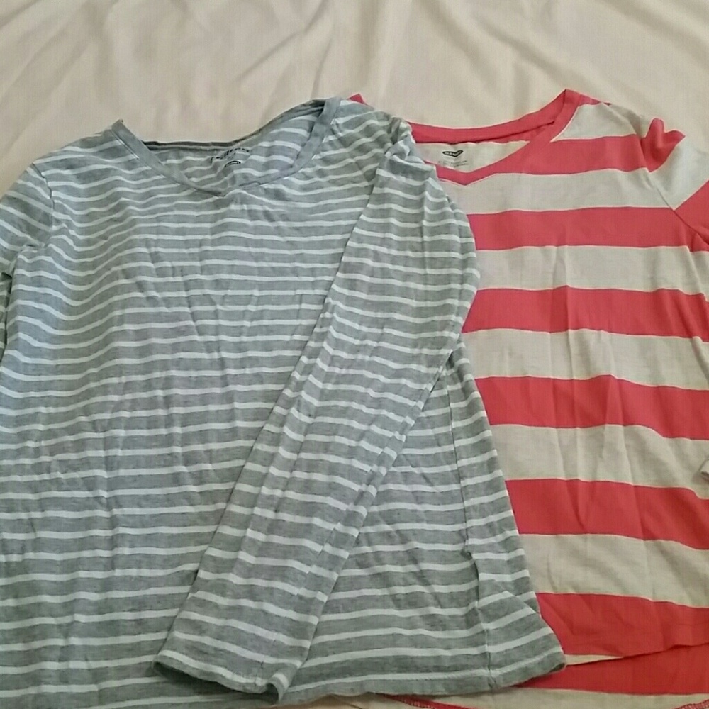 2 Long-sleeved Striped Girl's Tees XL 14